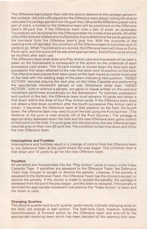 VCR College Bowl Game Rules Page 3