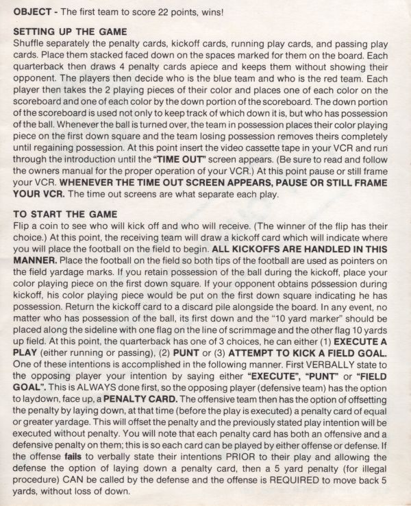 VCR Quarterback Rules Page 2