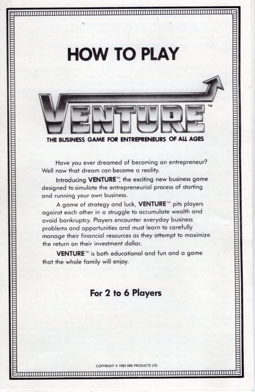 Venture Rules Page 1