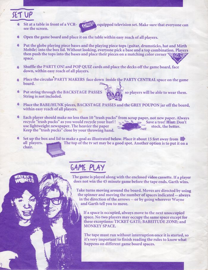 Wayne’s World VCR Board Game Rules Page 2