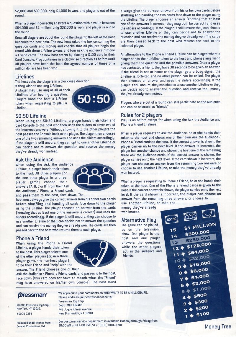 Who Want To Be A Millionaire Rules Page 2