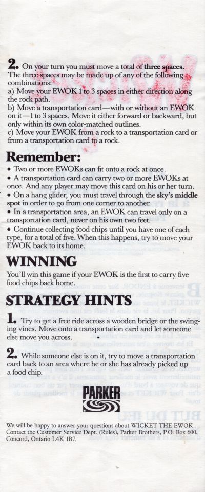 Wicket the Ewok and Friends Rules Page 3