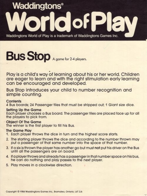World of Play - Bus Stop Rules Page 1