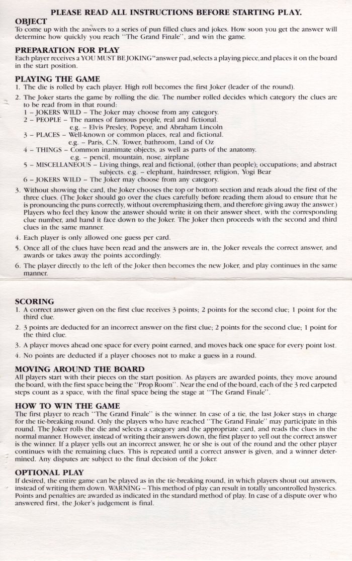 You Must Be Joking Rules Page 2