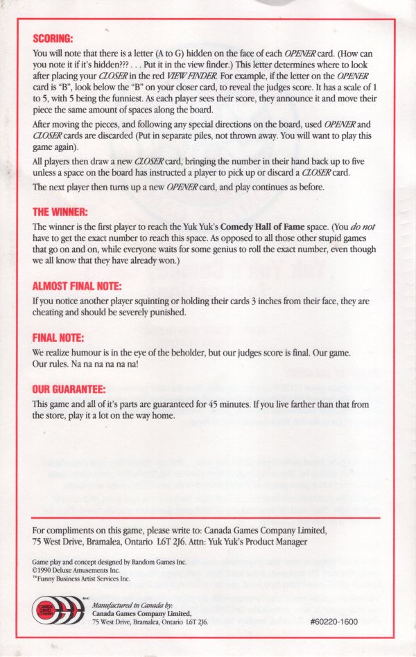 Yuk Yuk's Rules Page 2