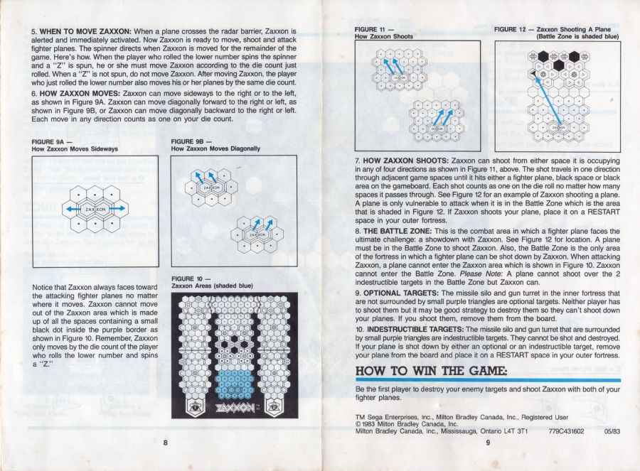 Zaxxon (Canadian Edition) Rules Page 5