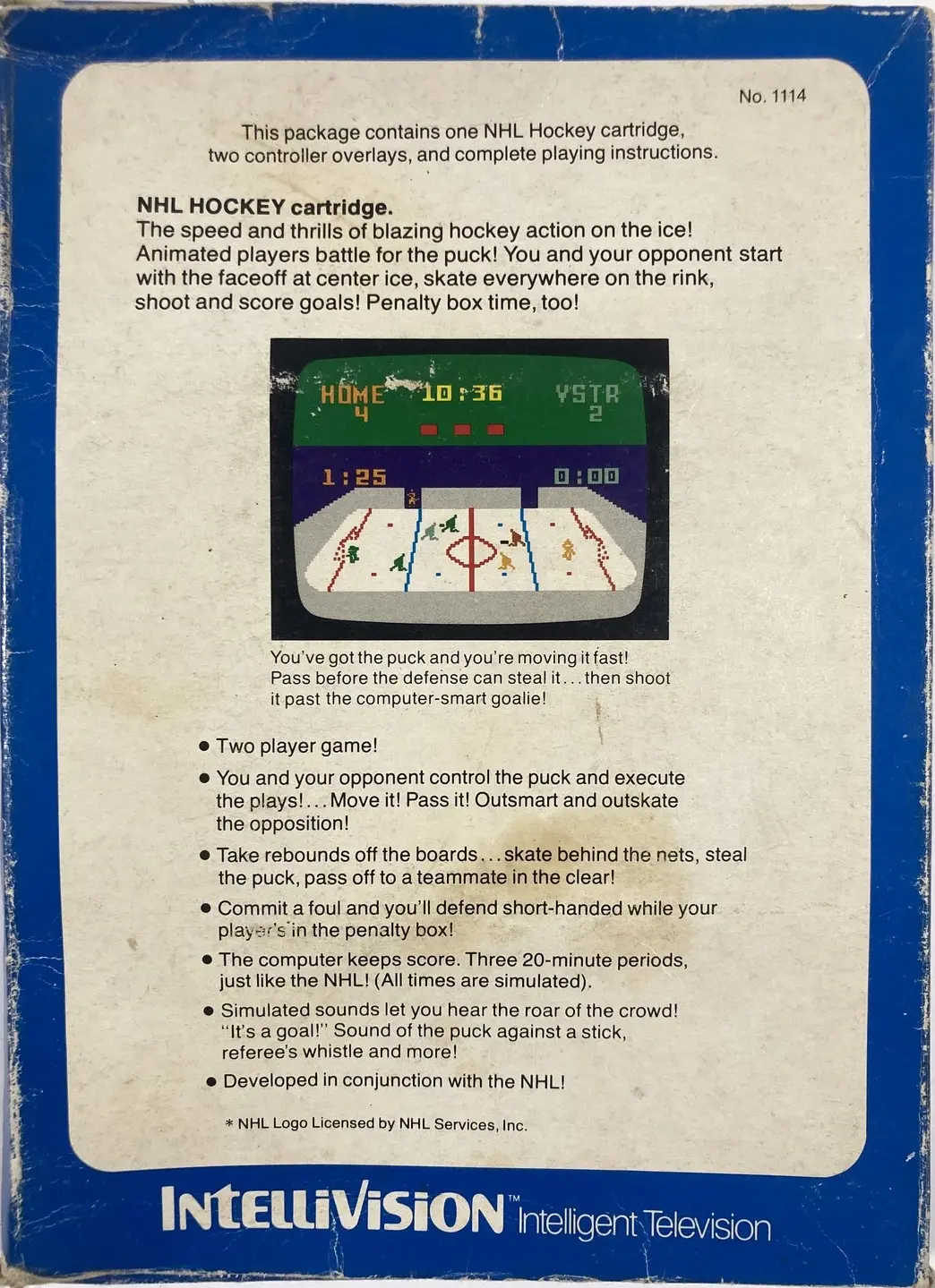 NHL Hockey Box Back